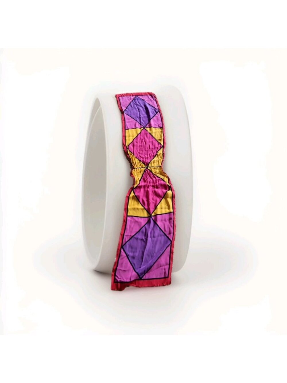 Oscar de la Renta Oblong Vintage Silk Scarf 52 x 11" Geometric Bold Vibrant READ